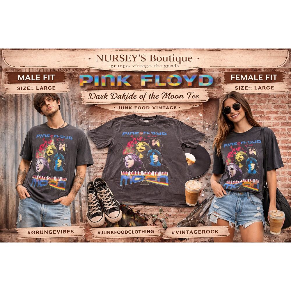 Pink Floyd Dark Side Moon Tee Distressed Wash Junk Food L NWOT